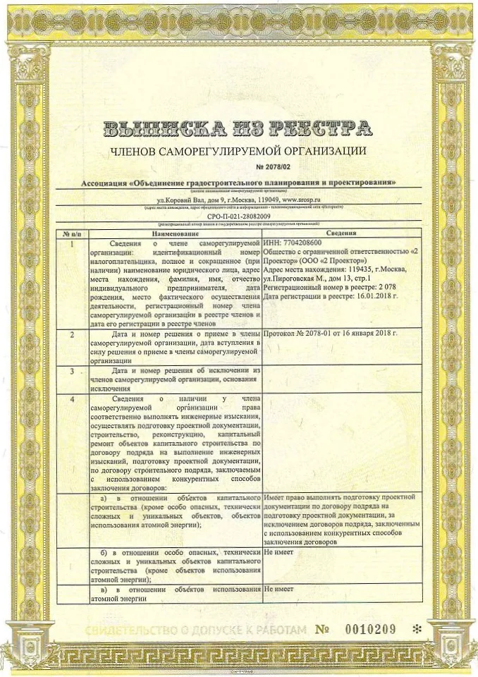 Выписка СРО «ОГПП»